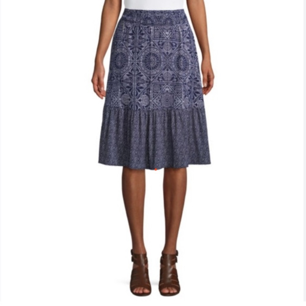 St John's Bay Womens Paisley Blue Skirt Size Medium